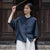 Cotton & Linen Loose Traditional Chinese Blouse with Strap Buttons