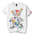 100% Cotton Round Neck Floral Embroidery Bear Short Sleeve T-shirt