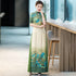 Half Sleeve Full Length  Cheongsam Ao Dai Floral Chinese Dress