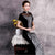 Short Sleeve Velvet with Sequins Cheongsam Mermaid Chinese Dress