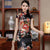 Cap Sleeve Rayon Cheongsam Floral Mini Chinese Dress