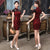 Illusion Neck Knee Length Improved Cheongsam Lace Evening Dress