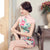 Knee Length Floral & Birds Pattern Silk Blend Cheongsam Evening Dress