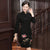 3/4 Sleeve Floral Embroidery Thick Cotton Cheongsam Day Dress