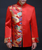 Dragon Pattern Satin Chinese Groom Suit with Strap Buttons