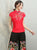Cap Sleeve Floral Embroidery Cheongsam Top Traditional Chinese Blouse