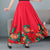 Traditional Chinese Style Floral Expansion Pleated Skirt