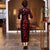 3/4 Sleeve Tea Length Floral Velvet Cheongsam Chinese Dress Mother Dress