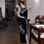 3/4 Sleeve Floral Embroidery Velvet Traditional Cheongsam Chinese Dress Mother Dress