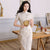 Short Sleeve Floral Tulle & Chiffon Traditional Cheongsam Chinese Dress with Lace Edge