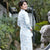 Long Sleeve Floral Signature Cotton Cheongsam Qipao Dress