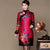 Knee Length Silk & Linen Fur Collar Cheongsam Chinese Dress