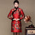Knee Length Silk & Linen Fur Collar Cheongsam Chinese Dress