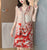 Round Neck Folded Floral Chinese Style Casual Dress with Neck Scarf & Hat