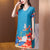 Short Sleeve Round Neck Folded Floral Chinese Style Casual Dress