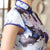 Cap Sleeve Tea Length Linen Cheongsam Chinese Dress with Handmade Drawing