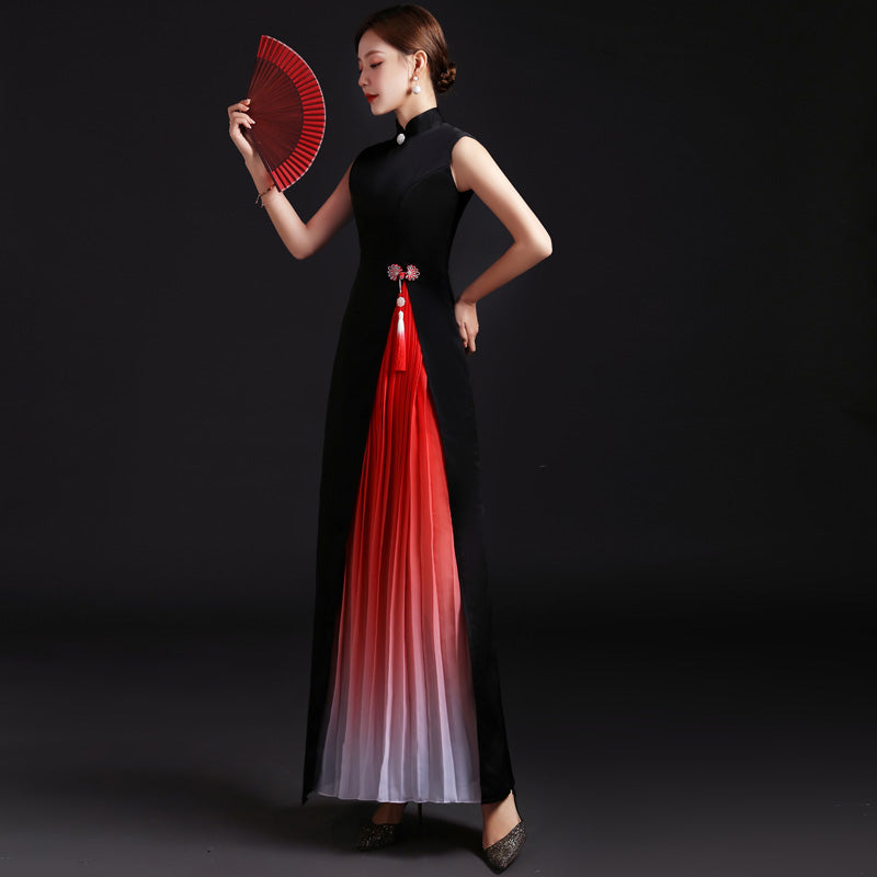 evening dresses from china Chinese Evening Dress, Bridal Gown Dress, Lace 2021 Graduation Suit, Hollow Shoulder, Embroidery Flowers, Cocktail, Tea Ceremomy; Blue/pink
