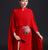 Floral Embroidery Cheongsam Top Mermaid Chinese Evening Dress with Cape