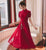 Puff Sleeve Floral Lace Cheongsam Top Chinese Prom Dress with Pleated Skirt
