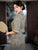 Trumpet Sleeve Floral Silk Full Length Retro Old Shanghai-style Cheongsam Chinese Dress