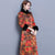 3/4 Sleeve Floral Watered Gauze Wadded Chinese Coat