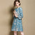 3/4 Sleeve Knee Length Floral Signature Cotton A-line Chinese Dress