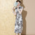 Cap Sleeve Tea Length Traditional Cheongsam Floral Chinese Dress