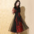Floral Embroidery Modern Cheongsam A-Line Chinese Dress with Tulle