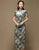 Mandarin Collar Tea Length Floral Velvet Retro Cheongsam Chinese Dress