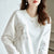 Embroidered Stand Collar Sweatshirt with Button Closure Casual Loose Fit