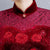 Floral Embroidery Loose Peplum Velvet Cheongsam Mother Dress