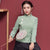 Long Sleeve Cotton Cheongsam Top Traditional Chinese Shirt with Tassel