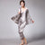 3-pieces Floral Silk Blend Loungewear Pajamas Bathrobe