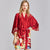 Kimono Sleeve Floral Silk Cocktail Length Sleepwear Pyjamas