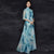 Half Sleeve Cheongsam Top Ball Gown Skirt Chinese Style Floral Sun Dress