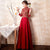 Floral Embroidery 3/4 Sleeve Full Length Velvet Oriental Evening Dress