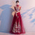 Floral Appliques 3/4 Sleeve Full Length Oriental Evening Dress with Tassels