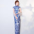 Blue & White Porcelain Pattern Brocade Cheongsam Qipao Chinese Dress