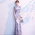 Cap Sleeve Cheongsam Top Floral Lace Mermaid Evening Dress