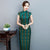 Cap Sleeve Mandarin Collar Traditional Cheongsam Lace Chinese Dress
