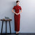 Short Sleeve Mandarin Collar Traditional Cheongsam Lace Chinese Dress