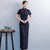 Short Sleeve Mandarin Collar Traditional Cheongsam Lace Chinese Dress