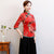 3/4 Sleeve Floral Suede Cheongsam Top Chinese Blouse