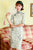 Knee Length Traditional Cheongsam Lace Chinese Dress with Crane Pattern