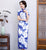 Short Sleeve Mandarin Collar Floral Silk Traditional Cheongsam Chinese Dress
