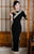 Full Length Traditional Cheongsam Silk Chinese Dress with Floral Lace Edge