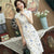Cap Sleeve Knee Length Birds Pattern Retro Cheongsam Chinese Dress