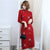 3/4 Sleeve Knee Length Floral Woolen Cheongsam Chinese Dress