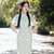 Elegant and Artistic Compound Lace Cheongsam Dress Day Dress with Ruffle Sleeve