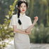 Stunning and Retro Two-Piece Set of Cheongsam Dress and Shawl in Compound Lace